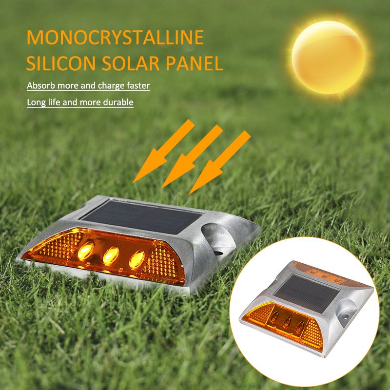 Solar Spike Small Square two-sided 6LED warning Lamp Highway Municipal Road Junction for home