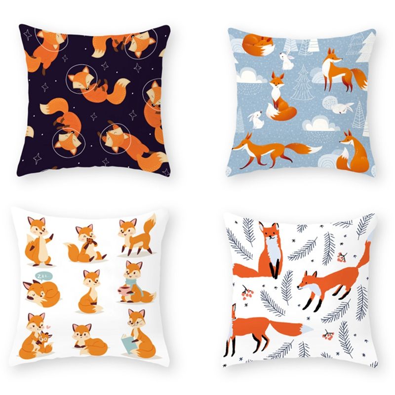 Cartoon Fox Animal Decorative Cushions Pillowcase Cushion Cover Throw Pillow Sofa Decoration Pillowcover