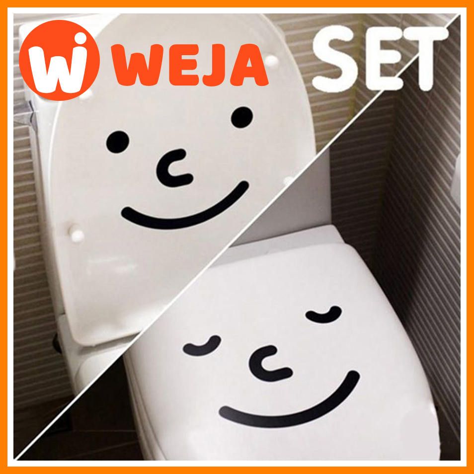 A set of two big Smiley toilet stickers wall decorations vinyl adesivos de paredes home decor decals mual art waterproof posters