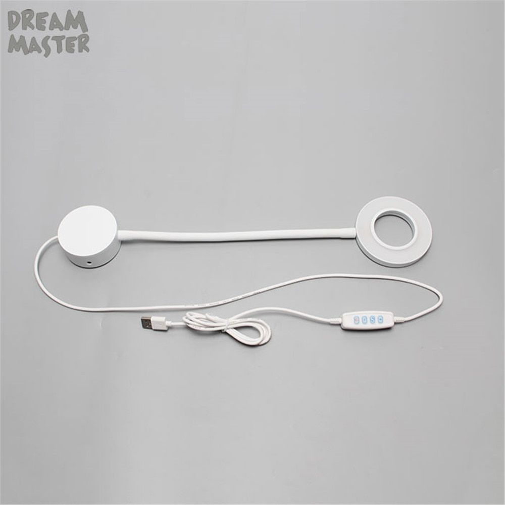 5W dimmable LED wall lamp black white DC5V USB dimming led wall lights for bedside reading gooseneck bedroom lamp