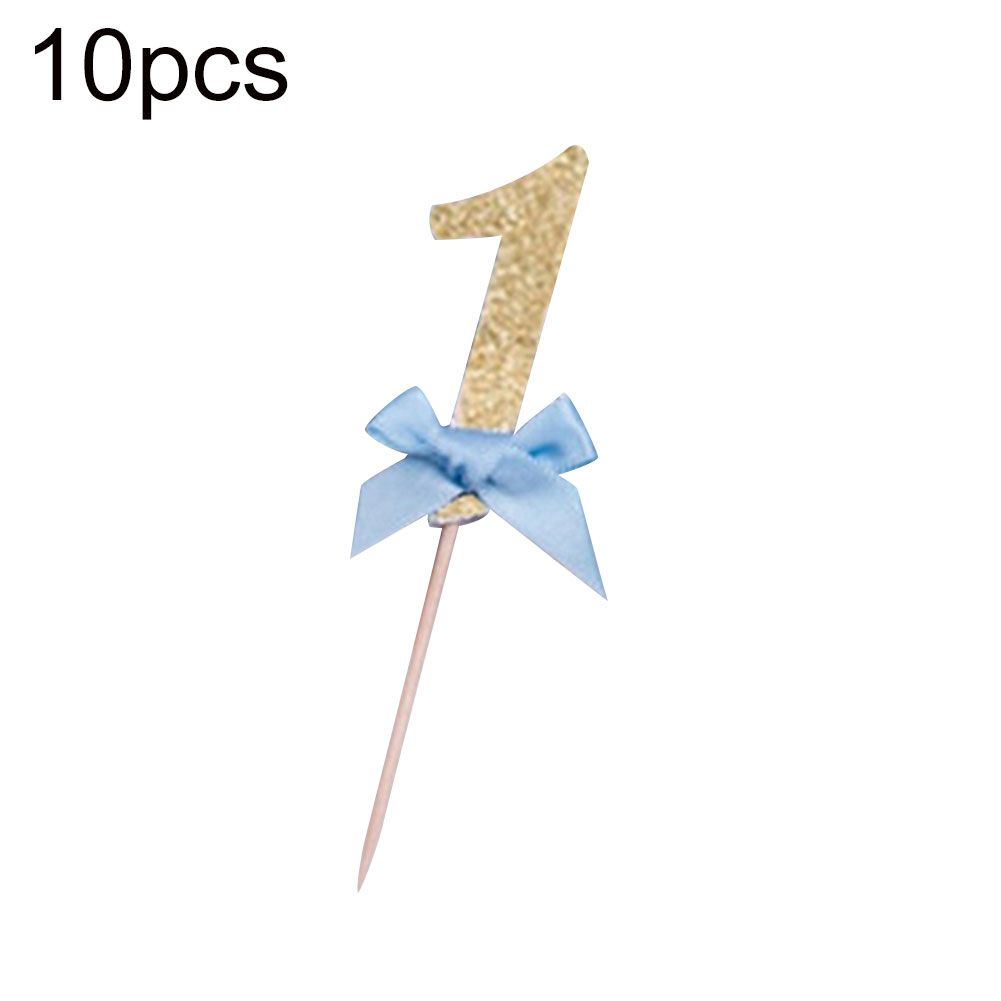10Pcs Number 1 Bowtie Cake Topper Wedding Baby Shower Birthday Party Decoration