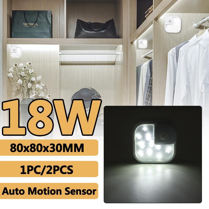10W Portable Wireless Cabinet Night Light Motion PIR Sensor Closet Under Lamp.