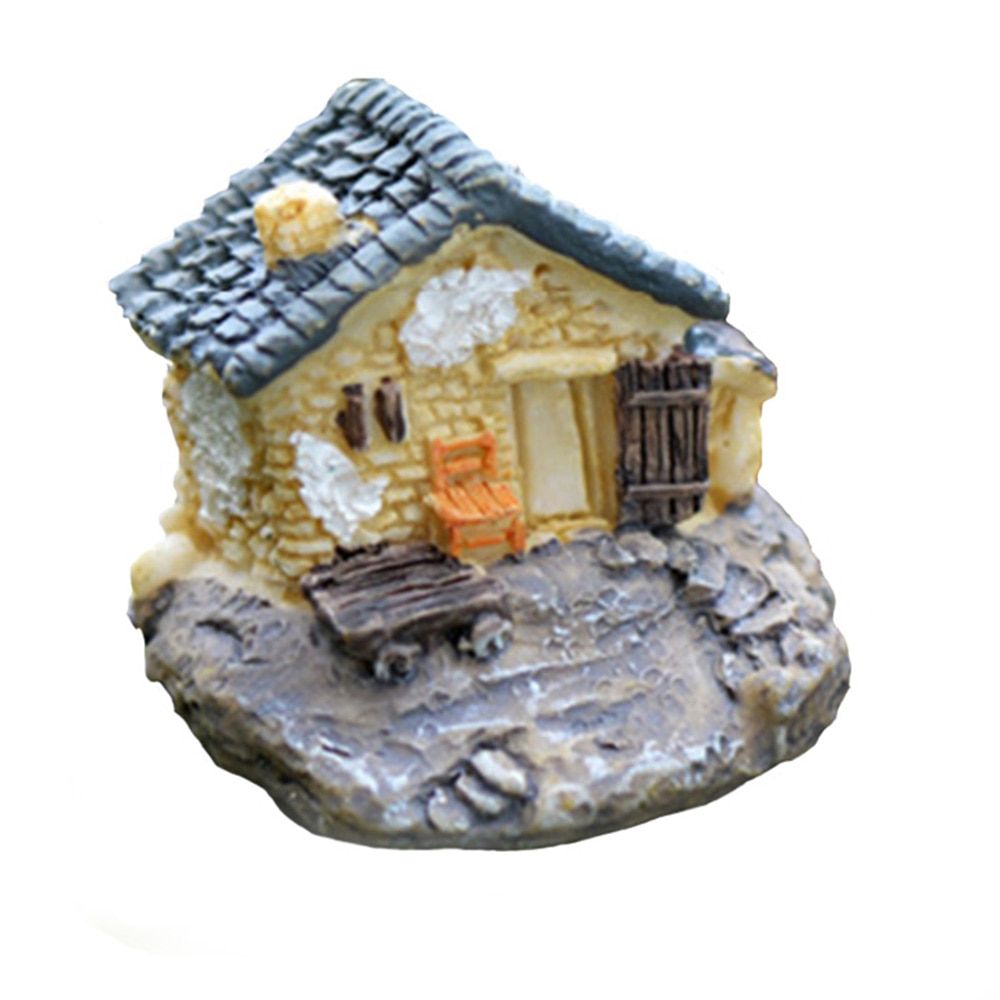 Resin House Miniatures Figurines Garden Decoration Outdoor Accessories Mini Crafts for Home garden Decor