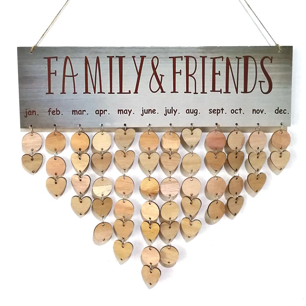 DIY Wood Family Friends Birthday Reminder Special Dates Planner Board Wooden Calendar Home Hanging Decor Gift Style 4