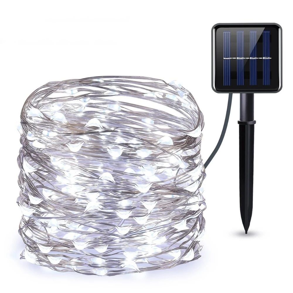 5/10/12/22/32/M LED Solar Light Outdoor Lamp String Lights For Holiday Christmas Party Waterproof Fairy Lights Garden Garland--Blue--USB 10M 100leds
