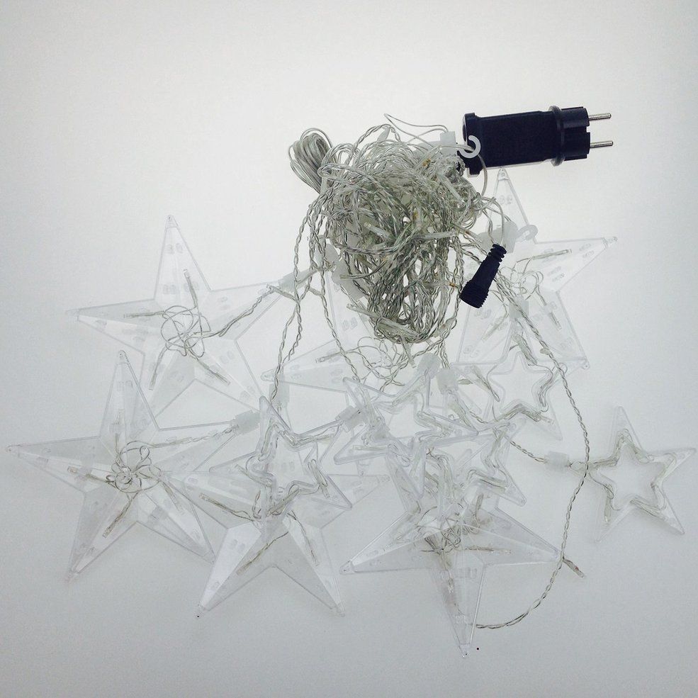 2.2m 108 LED String Lights With 12 Big Star Window Curtain Icicle Lights-white EU Plug