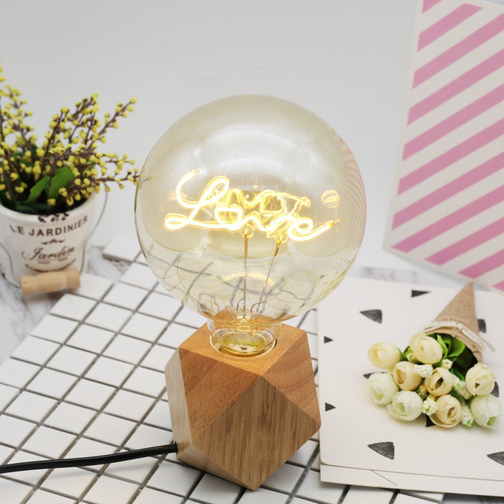 Yfashion Retro LED Love Letter Lamp 125 Edison Bulb with Yellow alss Shell for e Decoration Color emperature:Voltage 220V power 4W support dimming