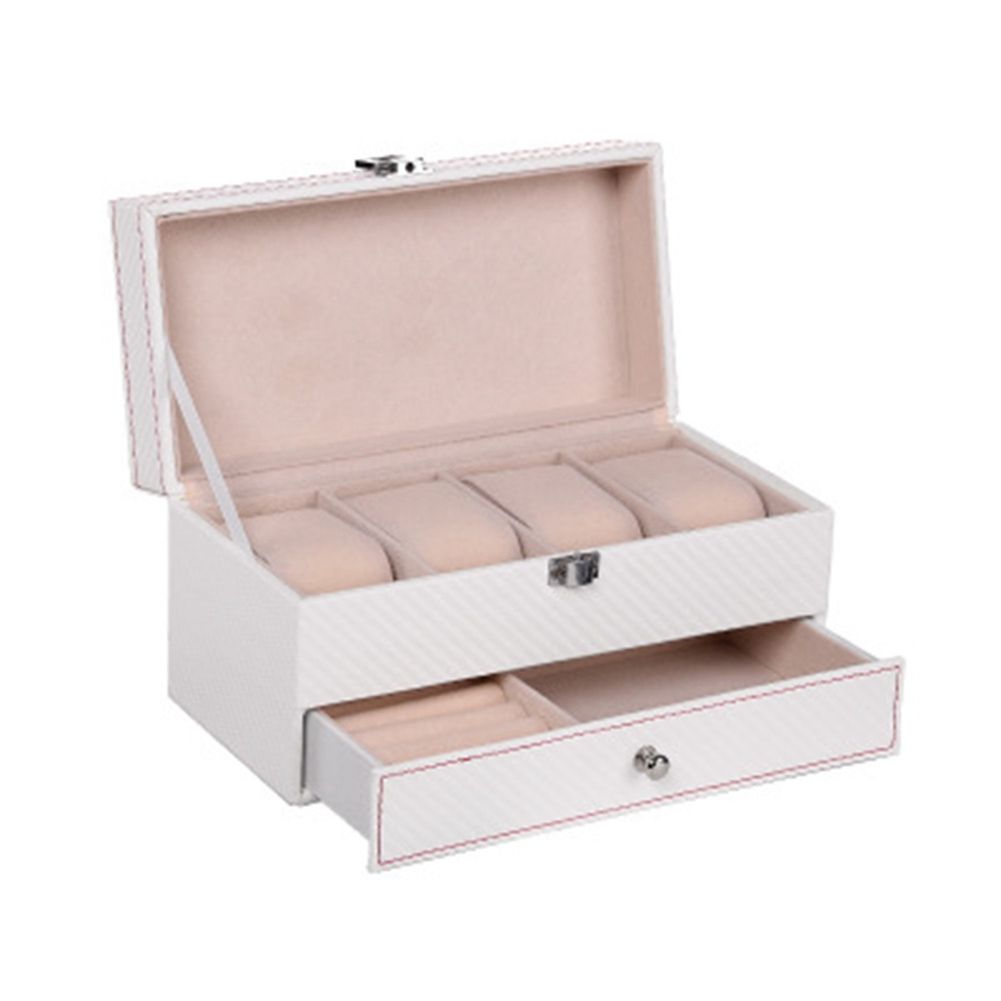 Couple 4 Grid Watch Box Watch Box Double Jewelry Display Storage Box Shelf Storage Display Box Gift Box White