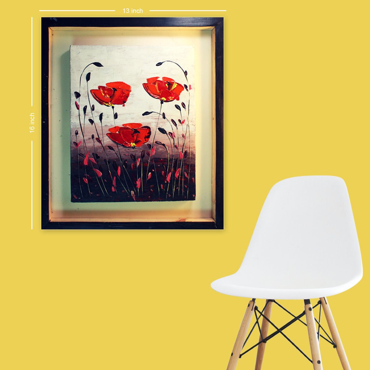 Hand painted Acrylic Painting For Wall Decor/13/16 inch poppy flowers painting/Wall Art/Wall Painting