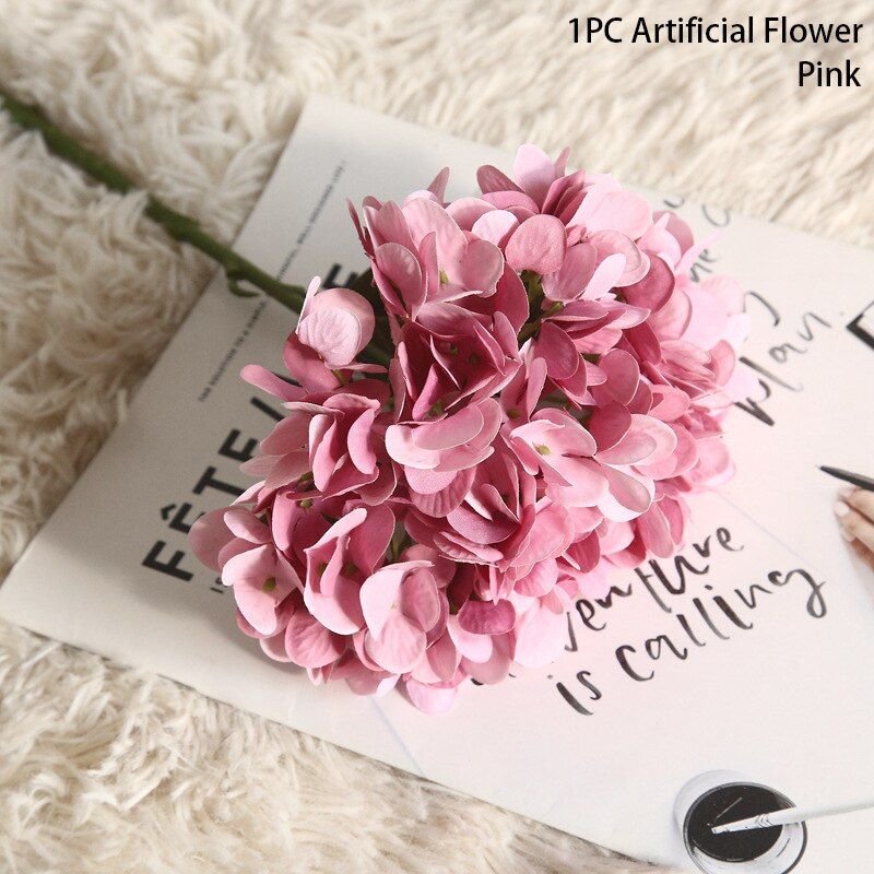Hydrangea Artificial Dried Flower Bouquet Decorative Fake Flower  Silk Artificial Flower For Wedding Home Decoration