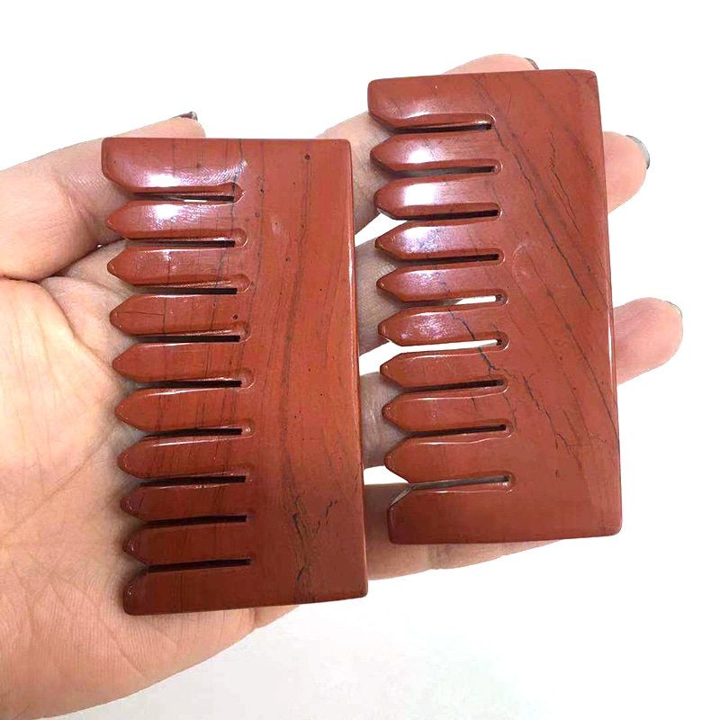 High Quality Natural Amethyst Rose Quartz Crystal Comb Wide Tooth Hair Health Massage Combs Healing Gemstone Gifts Collection XY