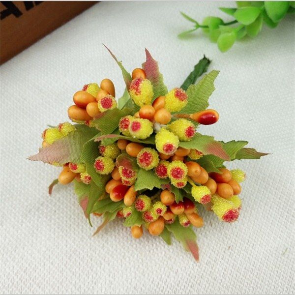 10pcs/lot Mini Glass Stamen Bud Artificial Flower Bouquet For Wedding Decoration DIY Wreath Gift Scrapbooking Craft Flower