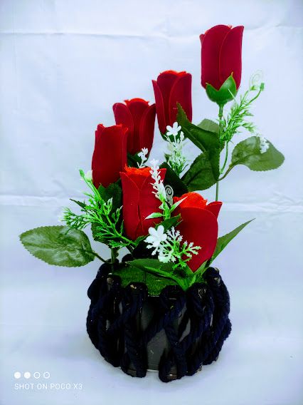 Artificial Rose Flower In Bamboo Design Tob 12in/30cm For any Kind Of Decoration