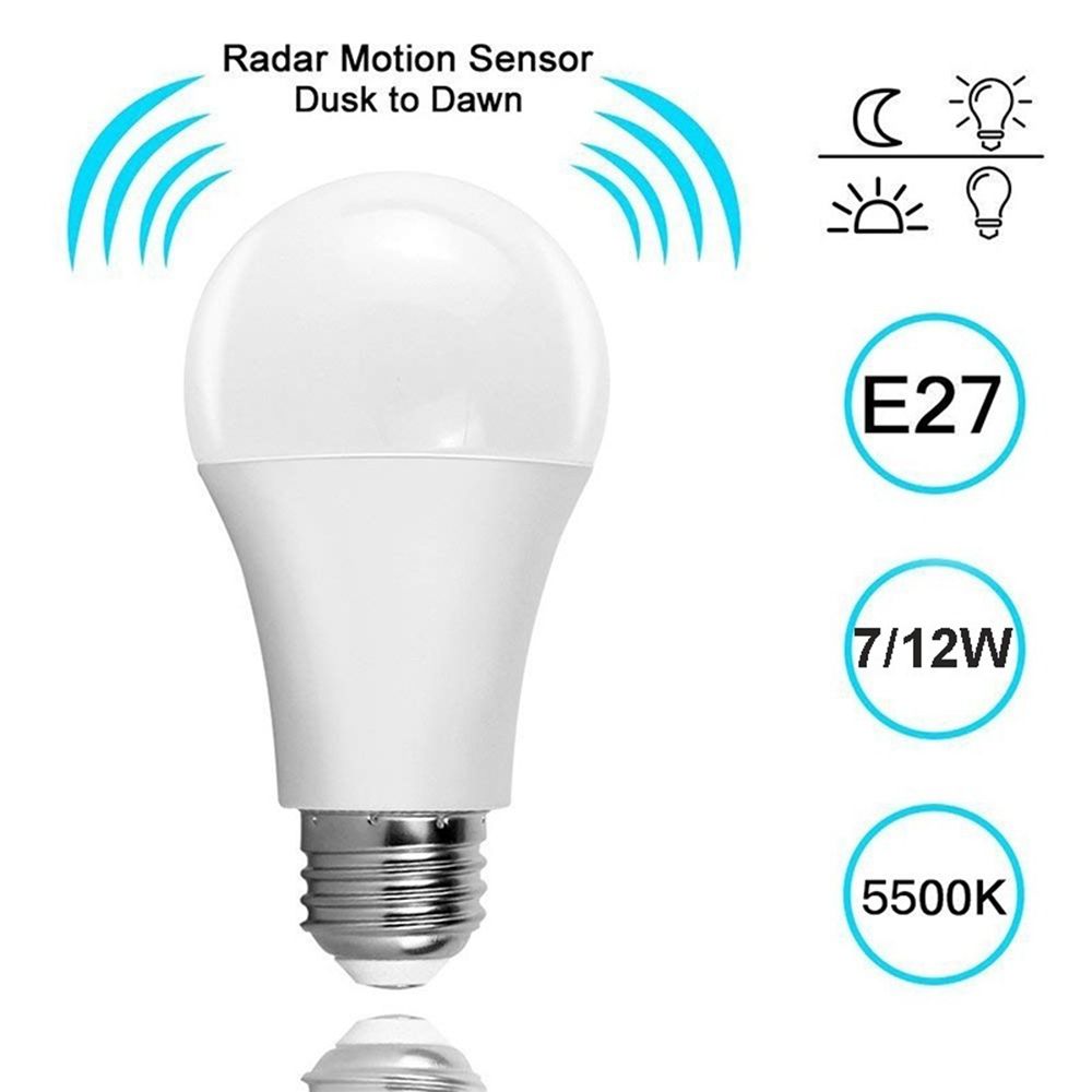 E27 White Smart Sensor LED Bulb Lamp Auto Sensitive Lights Provide bright white light Good effect and easy to use