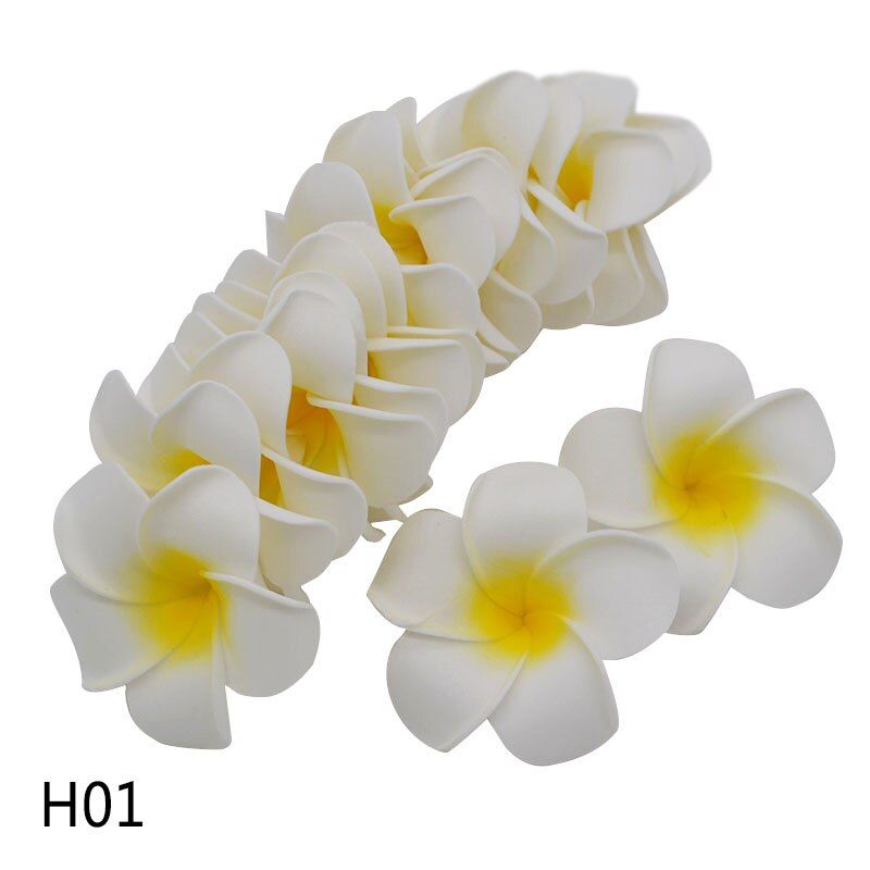 20Pcs/lot 9cm Hawaiian PE Foam Frangipani Artificial Flower DIY Wreath Headdress Flowers Wedding Decoration Party Supplies 9Z
