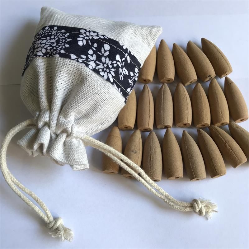 Natural Fragrance oke 35pcs Cloth Bag Bigger Bullet Backflow Incense Cones Sandalwood Tower Incense
