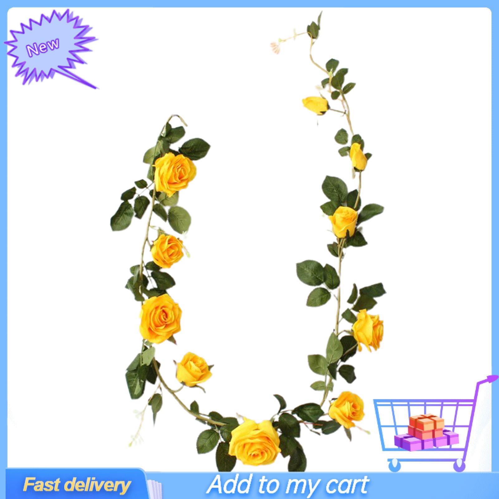 1Pc 1.8M Artificial Rose Decorative Vivid  Silk Flower Vines Garland  Flower for Wedding