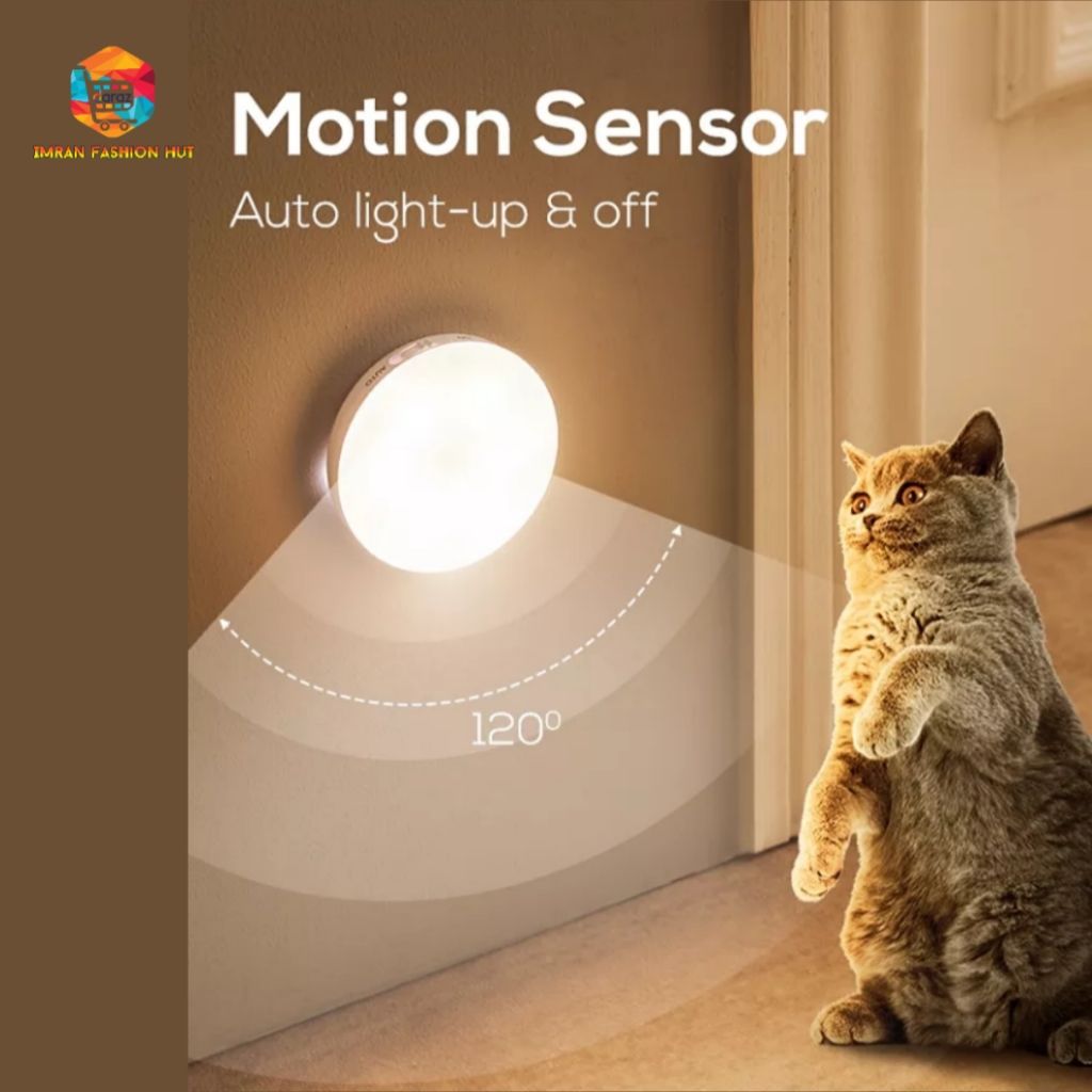 Motion Sensor LED Rechargeable Night Light Human Body Induction Light Energy Saving USB charging Bedroom Kitchen Bathroom Closet Night Lamp - Imran Fashion Hut