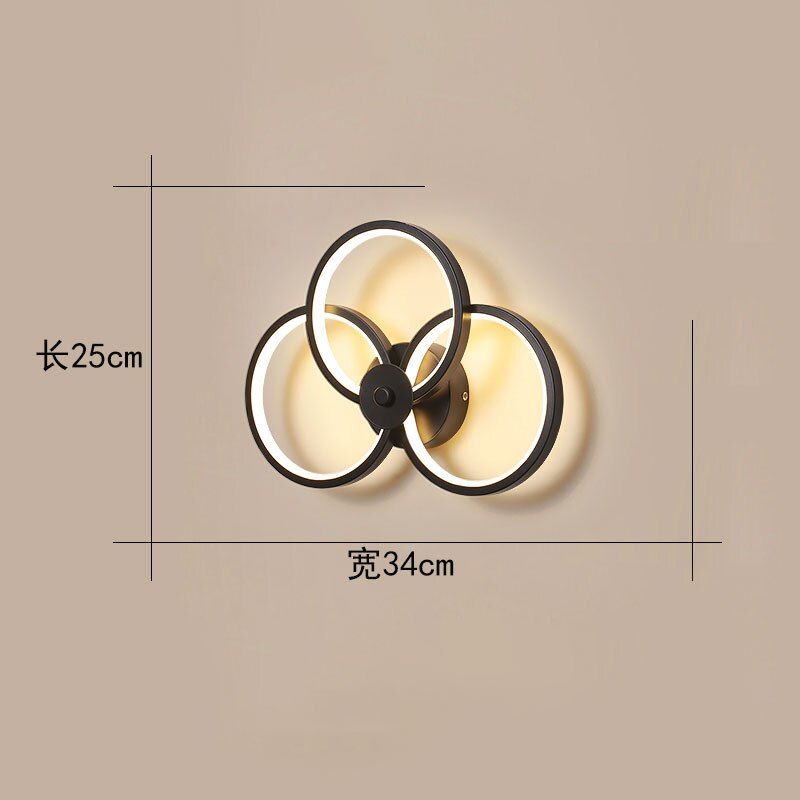 sale led wall lamp indoor black and white tri-color wall lamp dimmable remote control switch simple art indoor home decorati