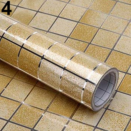 Mosaic Aluminized Self-adhesive Anti Oil Wall Sticker for Home Kitchen Bathroom