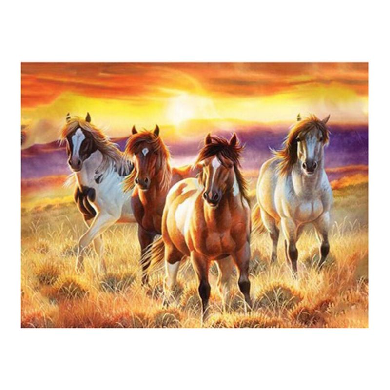 Individual Full Drill Square DIY Diamond Painting Run the Horse Cross Stitch
