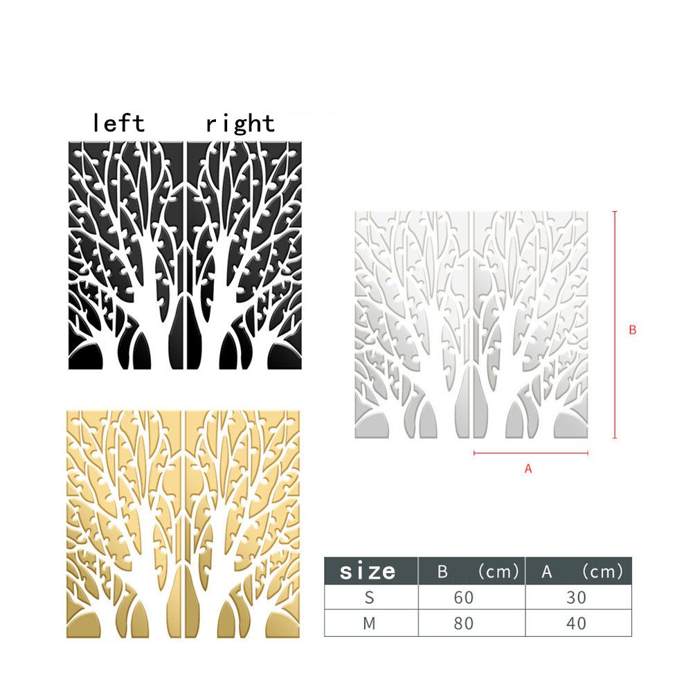Yfashion Acrylic rror Wall  Stickers Living Room Bedroom Entrance v Background Decor specifications:Small size-30x60cm left color:old