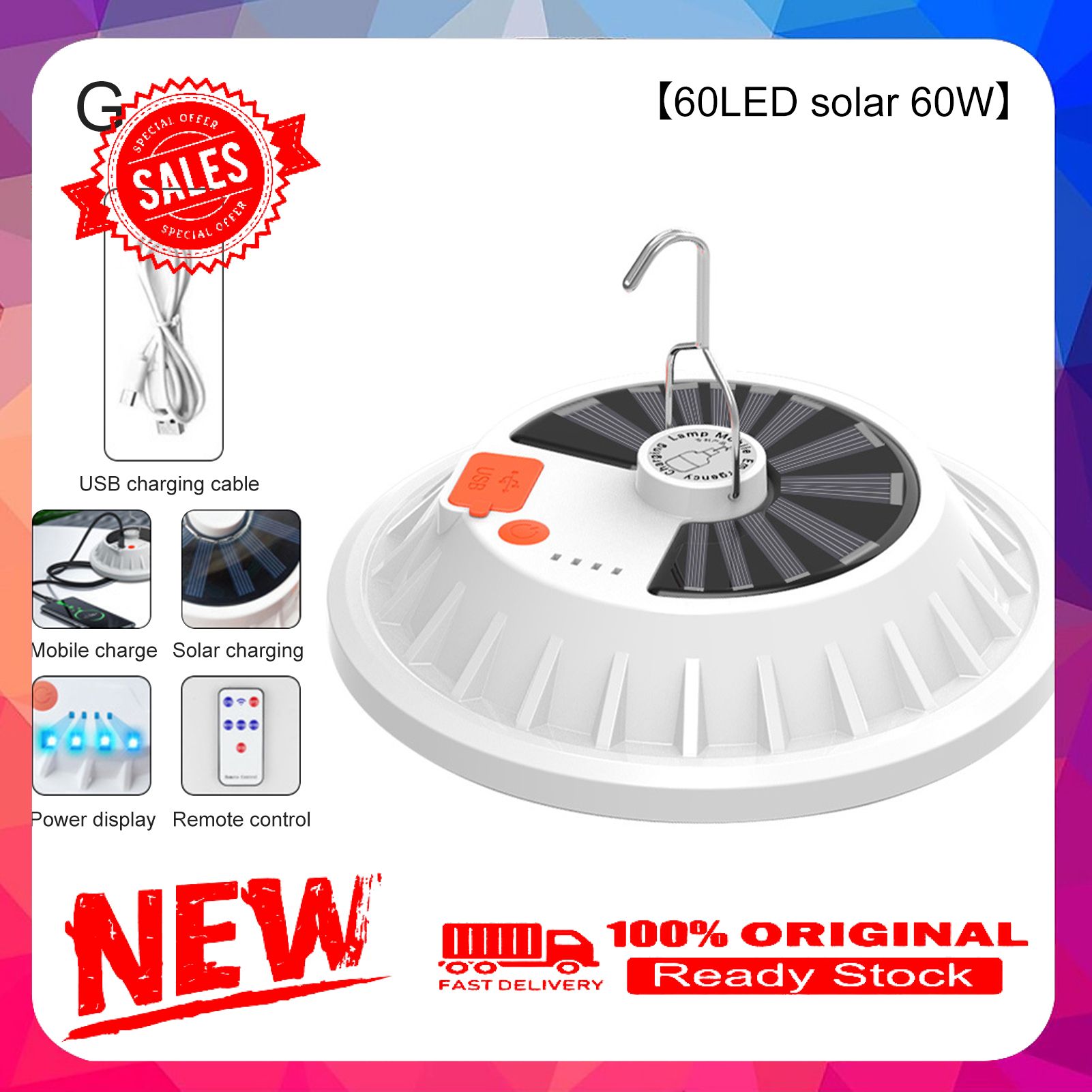 1 Set LED Bulb Lamp Solar Power Rechargeable ABS Household Emergency Light for Outdoor