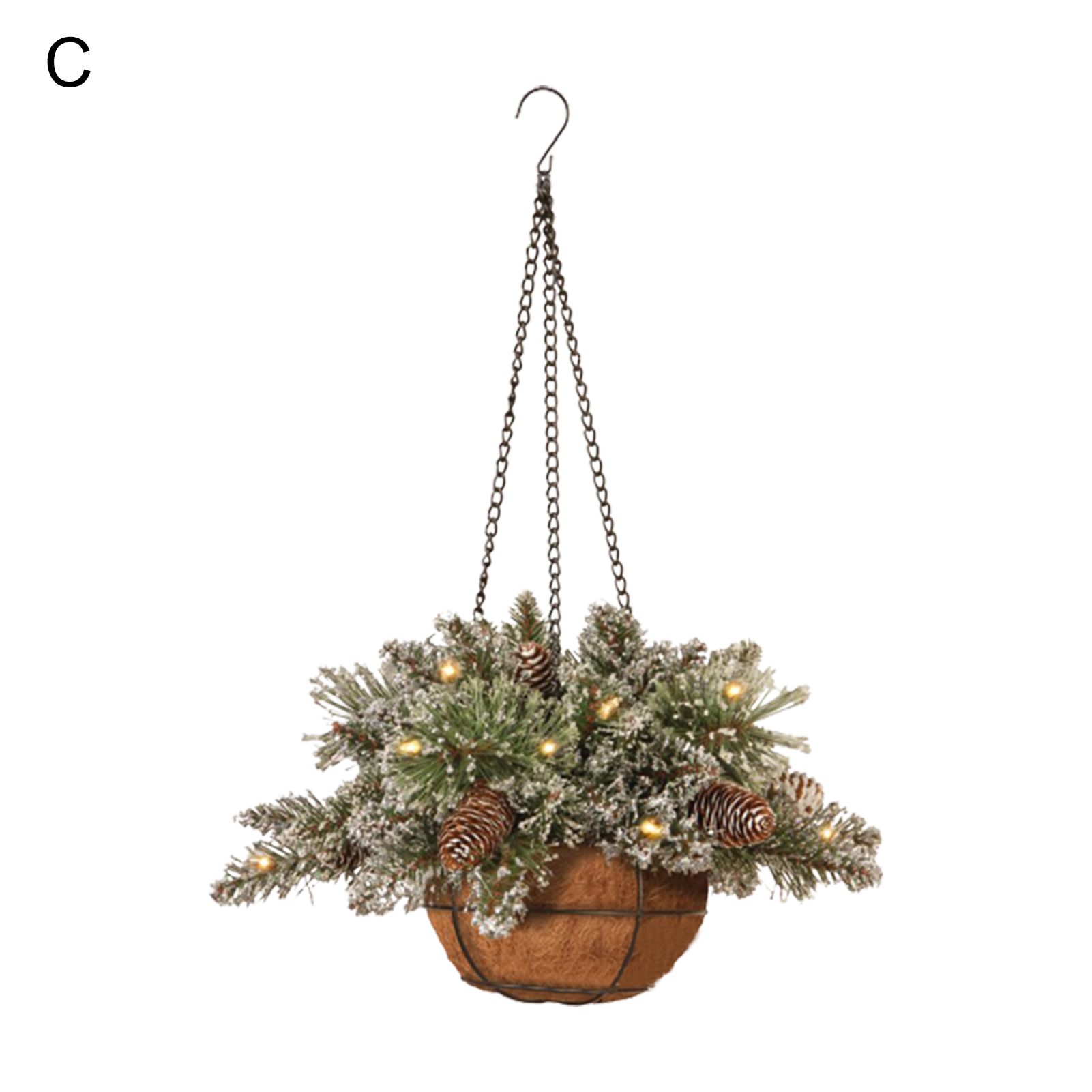 Fake Flower Basket Eco-friendly Xmas Themed Artificial Hanging Fake Flower Basket