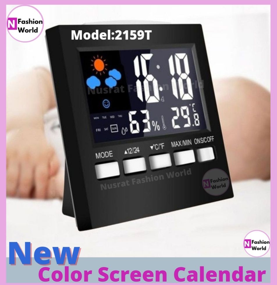 Weather Clock Color Screen New Digital Display Thermometer humidity clock Colorful LCD Alarm Calendar Weather Pop