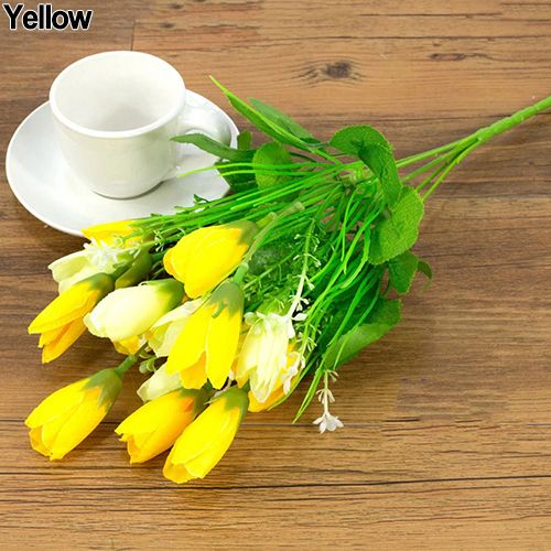 1 Bouquet 15 Heads Fake Tulip Bud Artificial Flower Wedding Party Home Decor