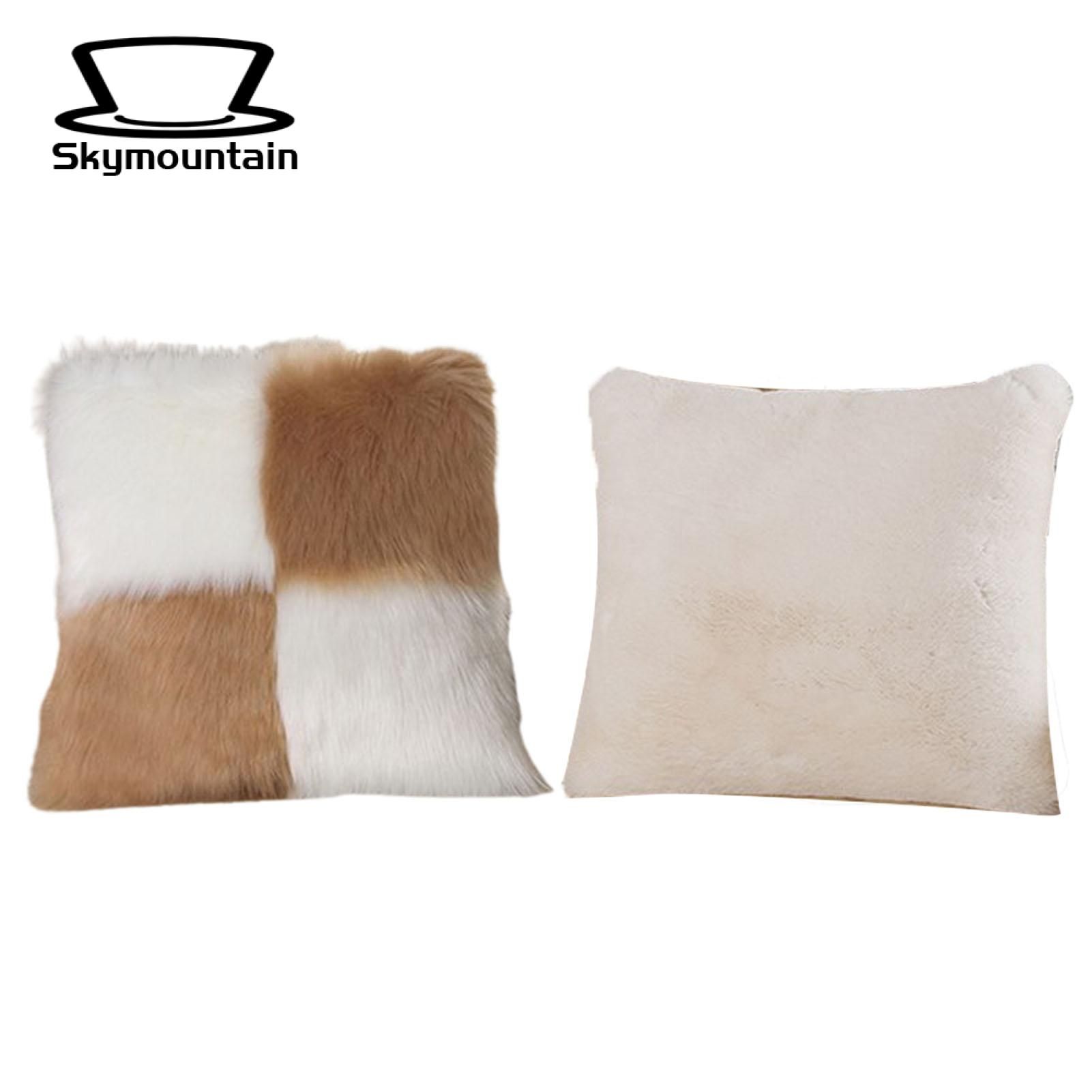 Skymountain Pillow Cover Comfortable Splicing Design Plush Pillow Cushion Cover