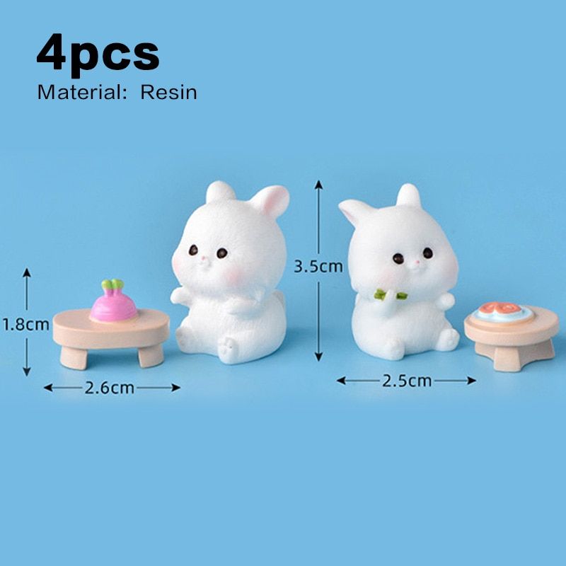 White Rabbit Easter Figurine Micro Landscape Diy Home Decor Miniature Fairy Garden Ornament Decoration Accessories Modern Figure