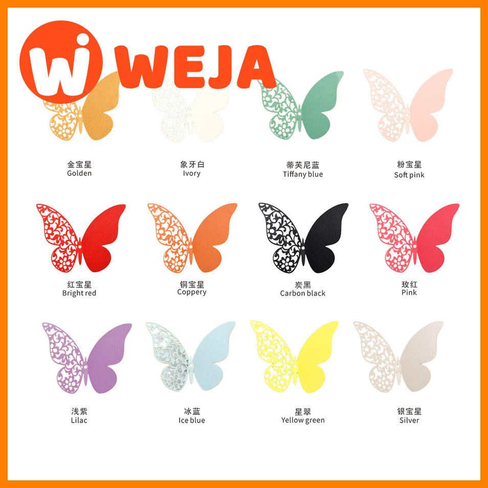 12pcs 3D Hollow Butterfly Wall Sticker DIY Artist Home Decoration Wall Decal Refrigerator Wedding Decoration