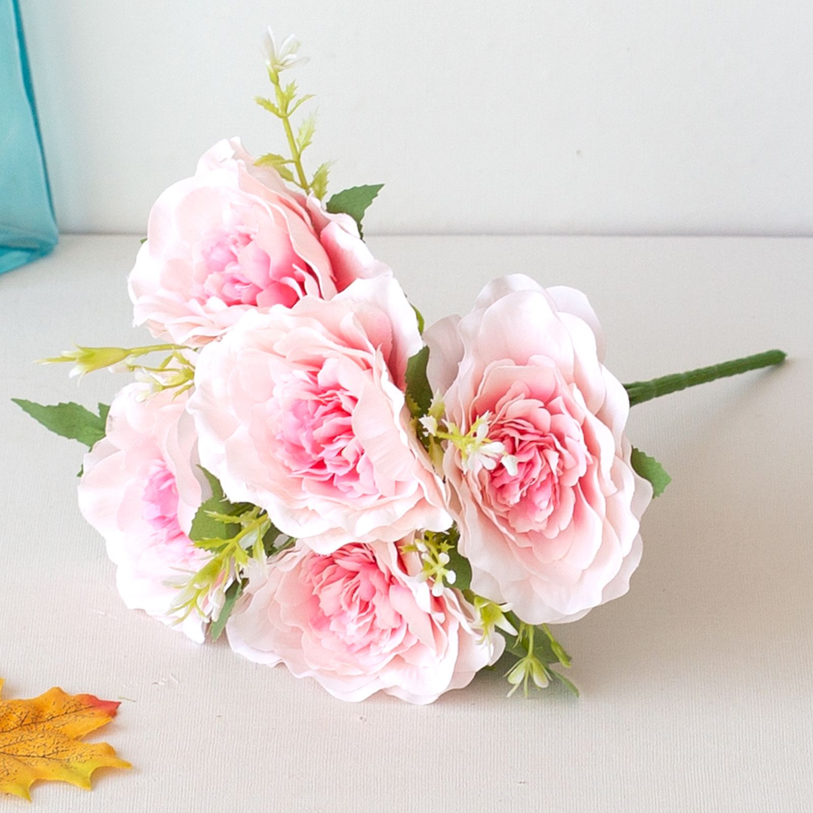 HelloWorld Artificial Flower Realistic Appearance Flower Arrangement Faux Silk Rose Flower