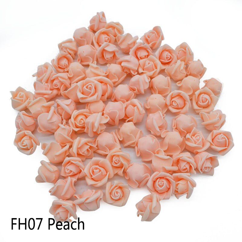 100Pcs/lot 2cm Mini Foam Rose Artificial Flower Heads DIY Craft Decorative Wreath Christmas Wedding Gif Box Decoration