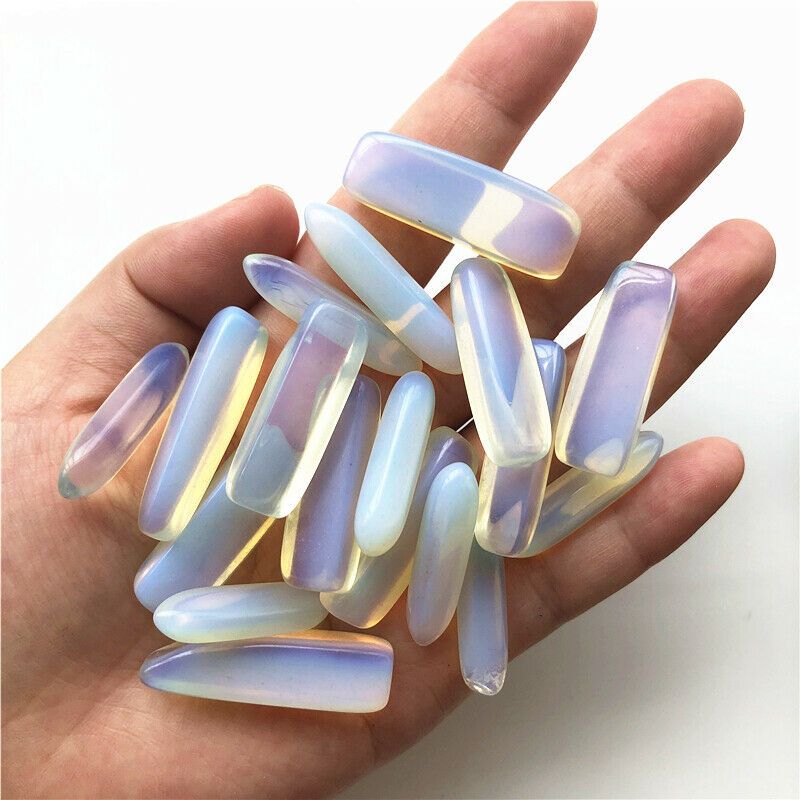 50g 20-40mm Beautiful White Opal Polished Gravel Long Specimen Healing Stone Crystals Natural Quartz Crystals