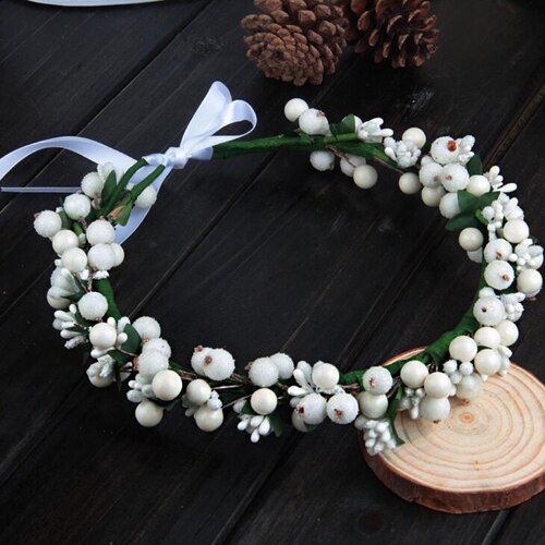 1pcs/lot Women Headwear Pearl Head-ornts Berry Flower Hairbands Hair Accessories For Bride Wedding Headdress