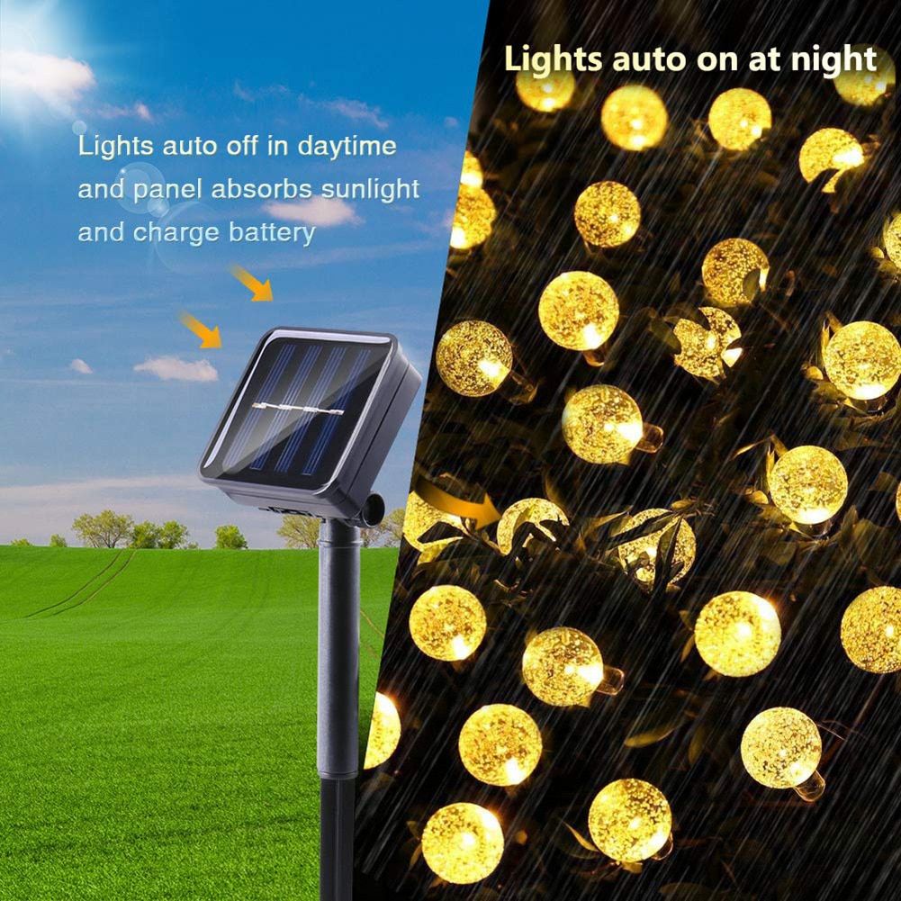 20/30 LED 7/5m String Lights Crystal Balls Solar Light Waterproof Outdoor Decorative Garland Lamps for Home Garden Yard Party--Multicolor--7M