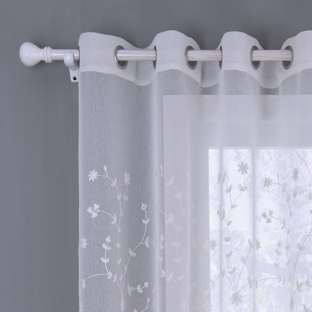 Yfashion Window ulle Curtain with Embroidery for Living Room Balcony Decoration