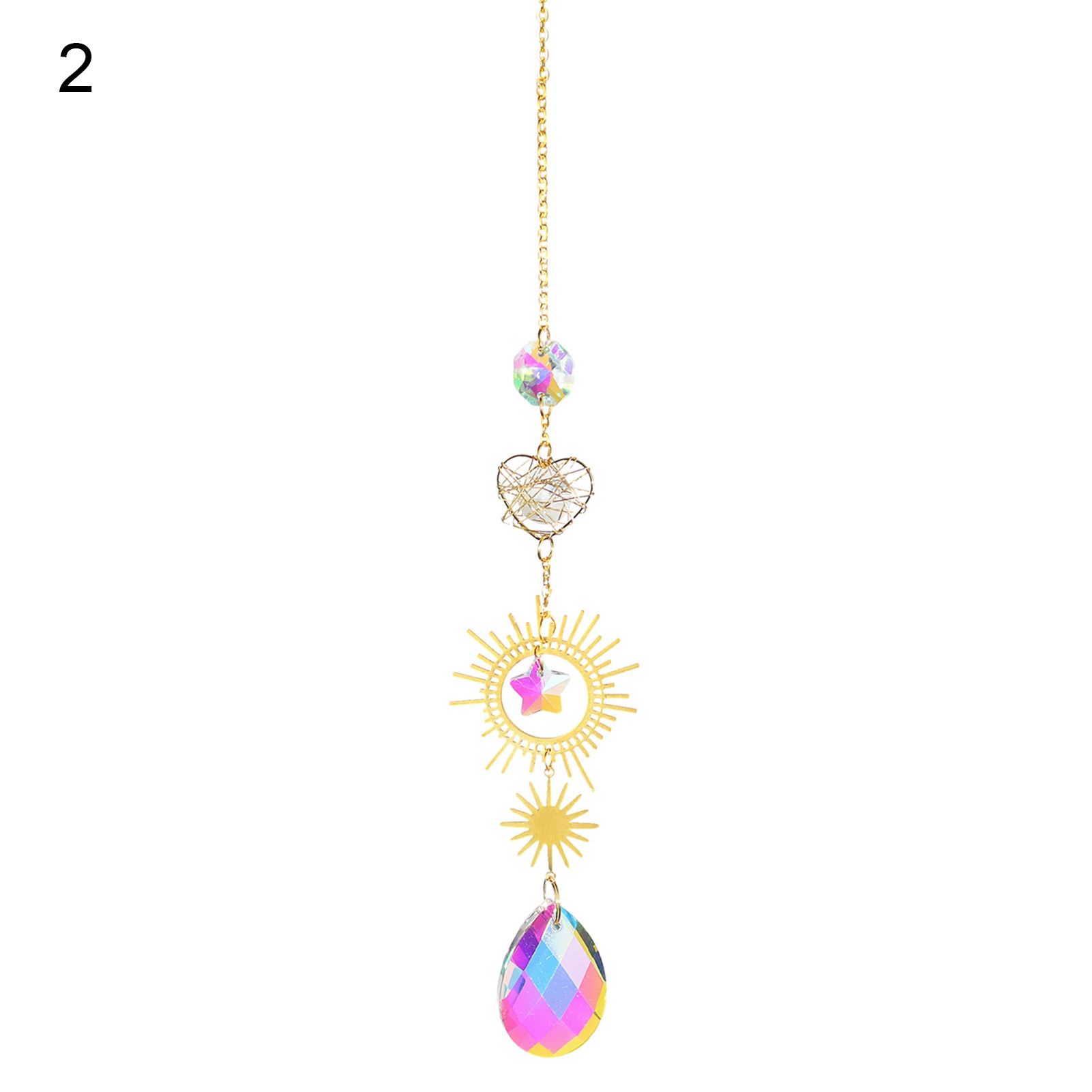 Window Prism Pendant Sparkling Colorful Star Moon Chain Suncatcher Ornament