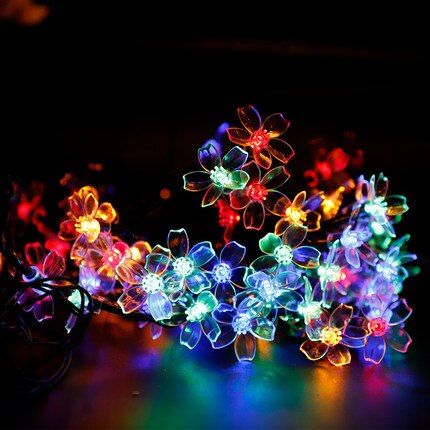 20/50/100 LEDS Crystal ball 5M/10M Solar Lamp Power LED String Fairy Lights Solar Garlands Garden Christmas Decor For Outdoor--Cherry Multicolor--20LEDs 5Meter