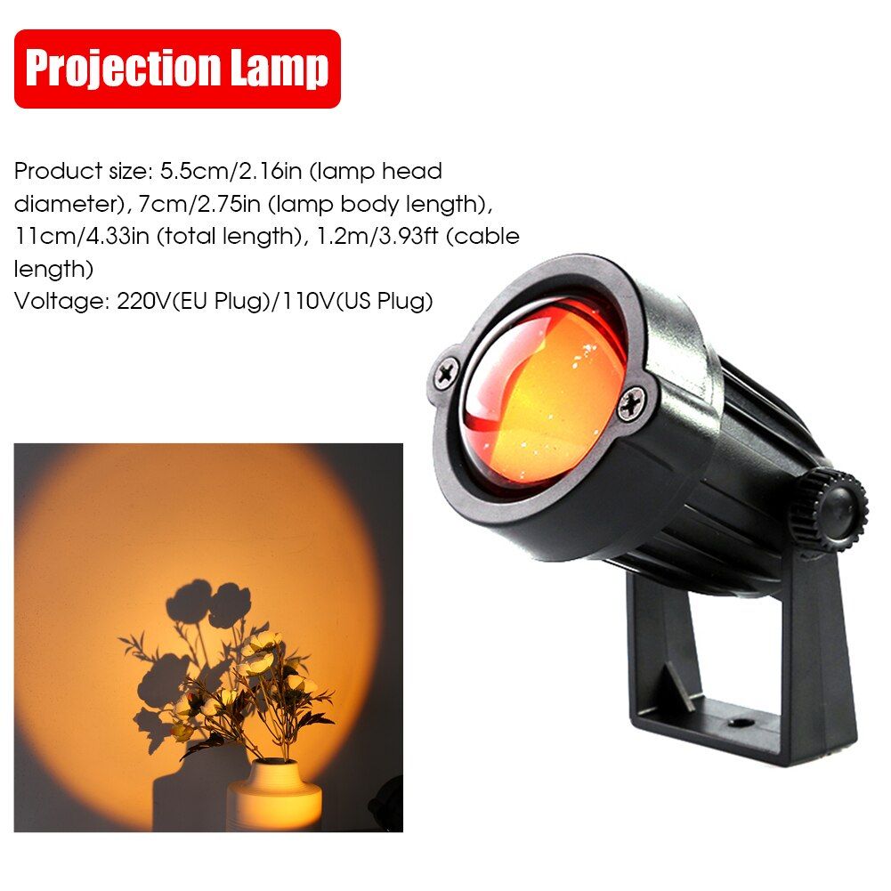 USB Rainbow Sunset Projector Atmosphere Night Light Home Coffee Shop Background Wall Decoration Colorful Lamp