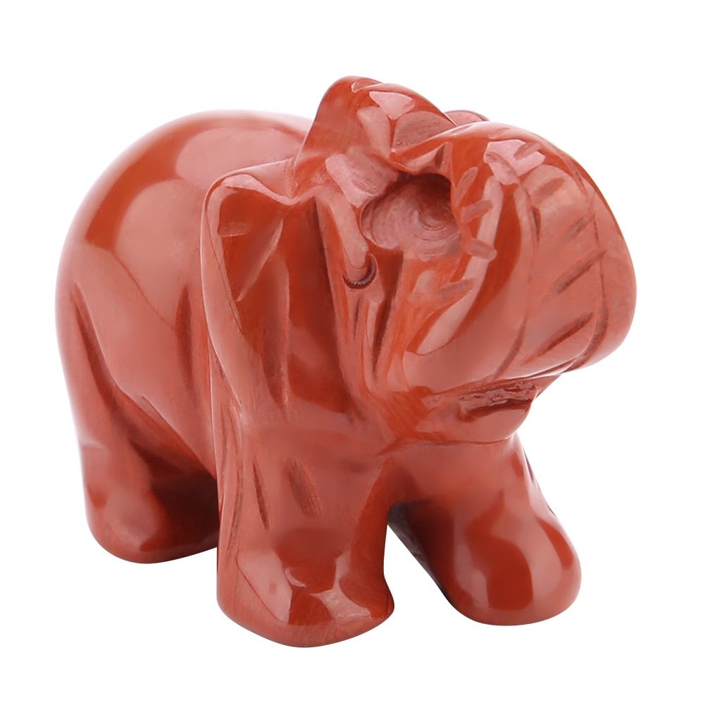 1.5inch Opal Opalite Natural Stone Carved Elephant Crystal Figurine Home Decoration Furnishing Article Home Room Decor