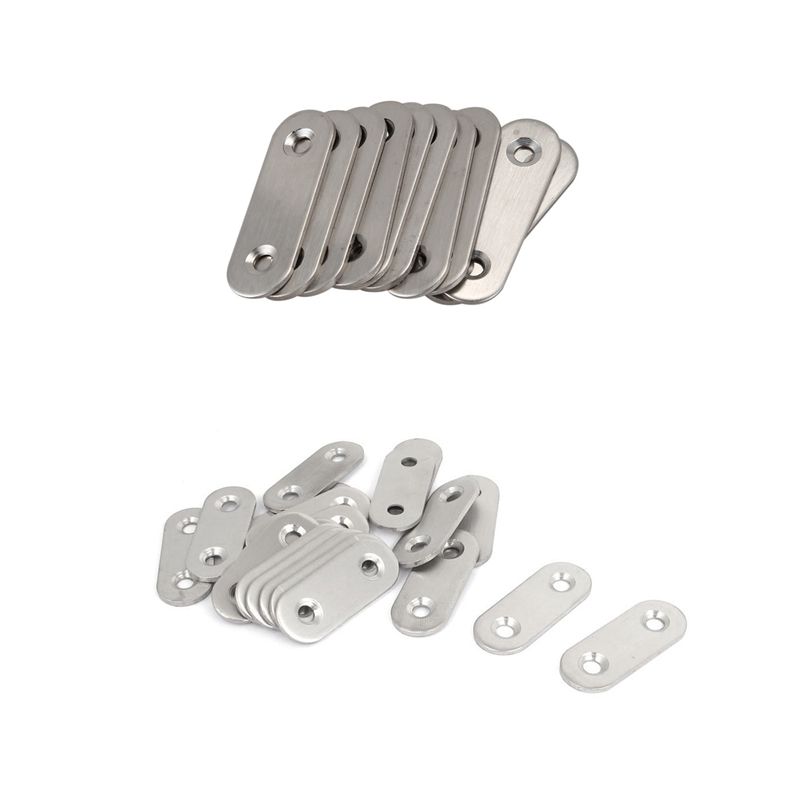 10Pcs 50x16mm Straight Joining Mending Flat Plate Bracket with 20Pcs 40mm Flat Bracket Straight Mending Fixing Plates