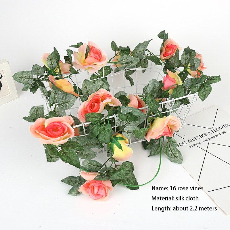 Artificial Silk Roses Vine Rattan Strip Wisteria Artificial Flower Vine Wedding Home Party Kids Room Decoration DIY Fake Flowers