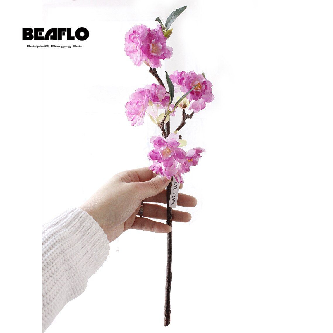 1PC Mini Vivid Artificial Flower Cherry Blossom Sakura Double Petals Handmade For Wedding Christmas Party Decorative 4 Colours
