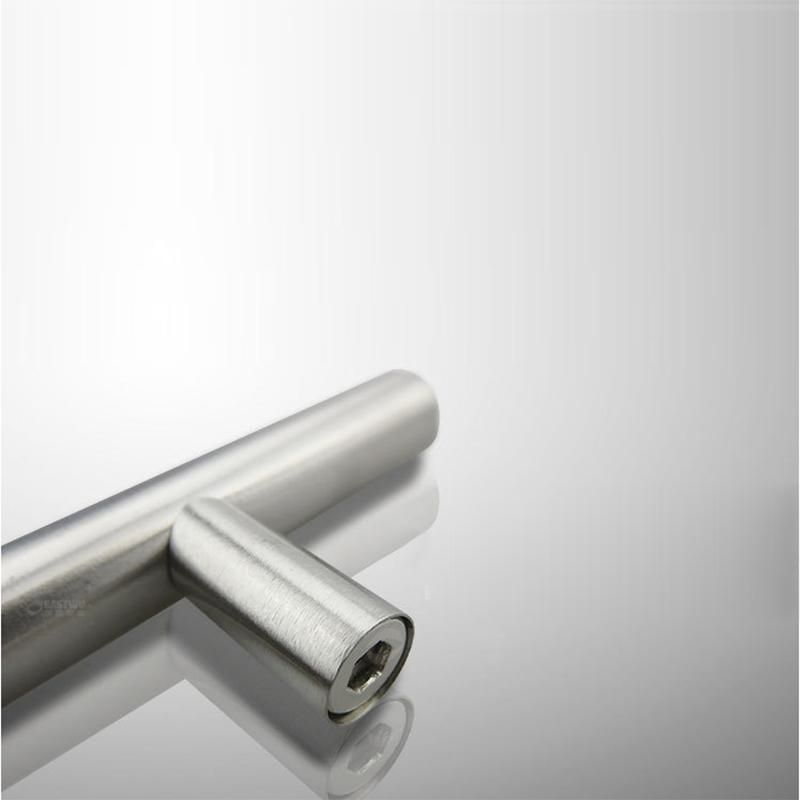 Door Drawer Kitchen Cabinet Bookcase Stainless Steel T Bar Handle Pulls Knobs Single Hole Double Point Fixed Handles