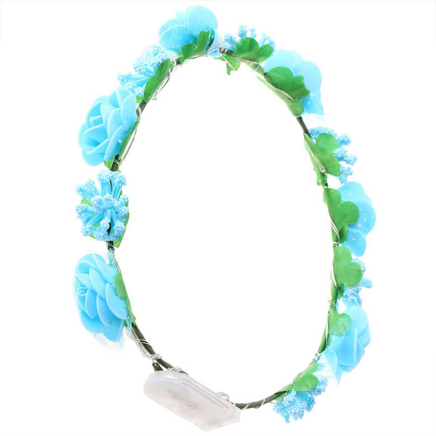 Yosoo Durable LED Rose Flowers Lights Fairy Lighting Hair Wreath Light Up Flower Crown