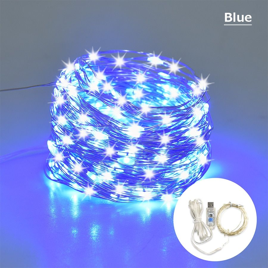 10M Christmas Led Lights USB Fairy light New Year Wedding Party Holiday Festoon Outdoor Street Garland Room lighting Decorations--White--2 PCS