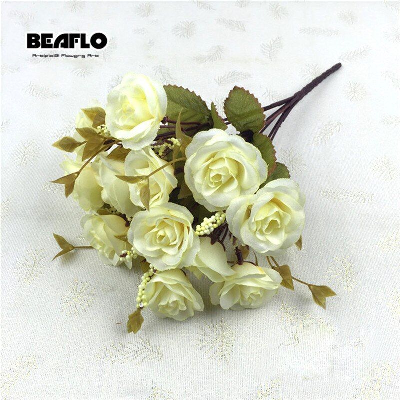 14 Heads/Bouquet Silk Rose European Style Artificial Flower  Bouquet Fake Flowers Wedding Home Garden Decoration